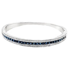 18K White Gold Sapphire Diamond Bangle
