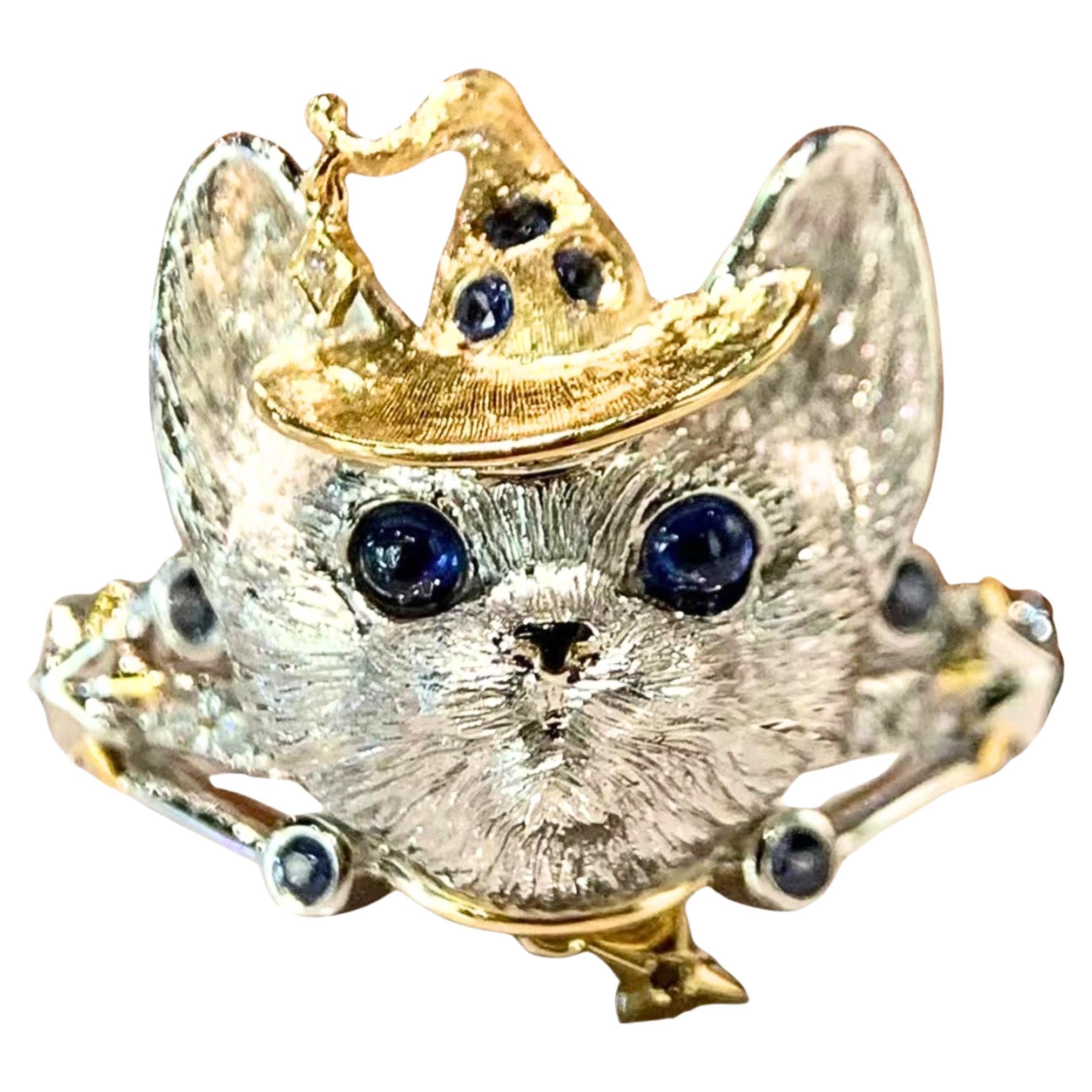 18K White Gold Sapphire & Diamond 'Cat' Collection Ring