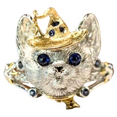 Bague de collection "Cat" en or blanc 18 carats, saphir et diamant