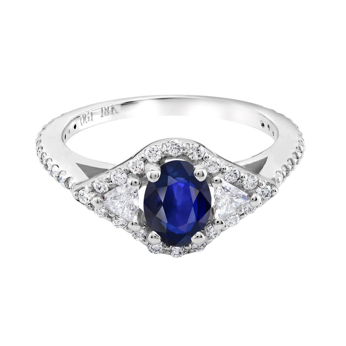 Sapphire and Diamond Cocktail White Gold Ring Weighing 1.95 Carat