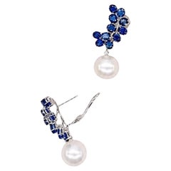 Orecchini in oro bianco 18 carati con zaffiri e diamanti – Zaffiri da 9,18 carati LE5028BS-3