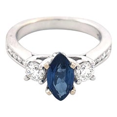 18K White Gold Sapphire 
Diamond Ring