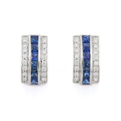 18 Karat Weißgold Saphir-Diamant-Ohrstecker