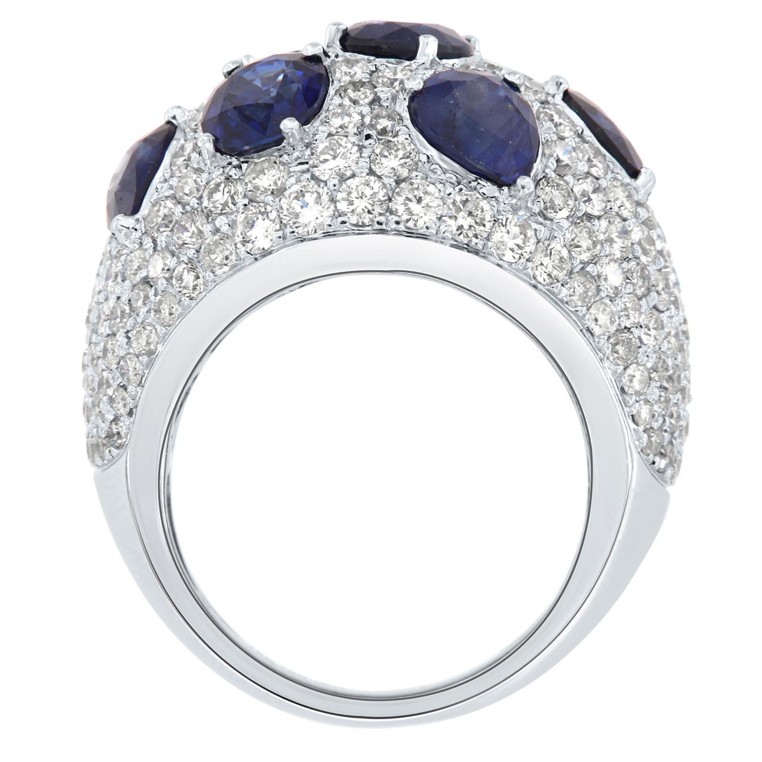 18K White Gold Sapphire & Diamonds Ring '11.42 Carat Total Weight' In New Condition For Sale In San Francisco, CA