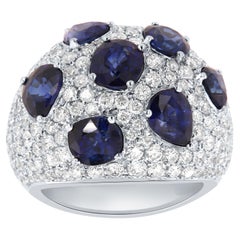18K White Gold Sapphire & Diamonds Ring '11.42 Carat Total Weight'