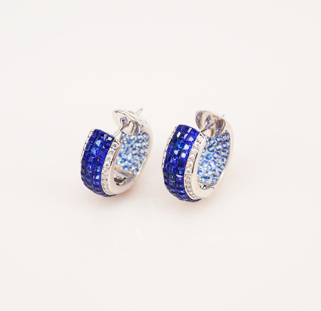 sapphire diamond hoop earrings