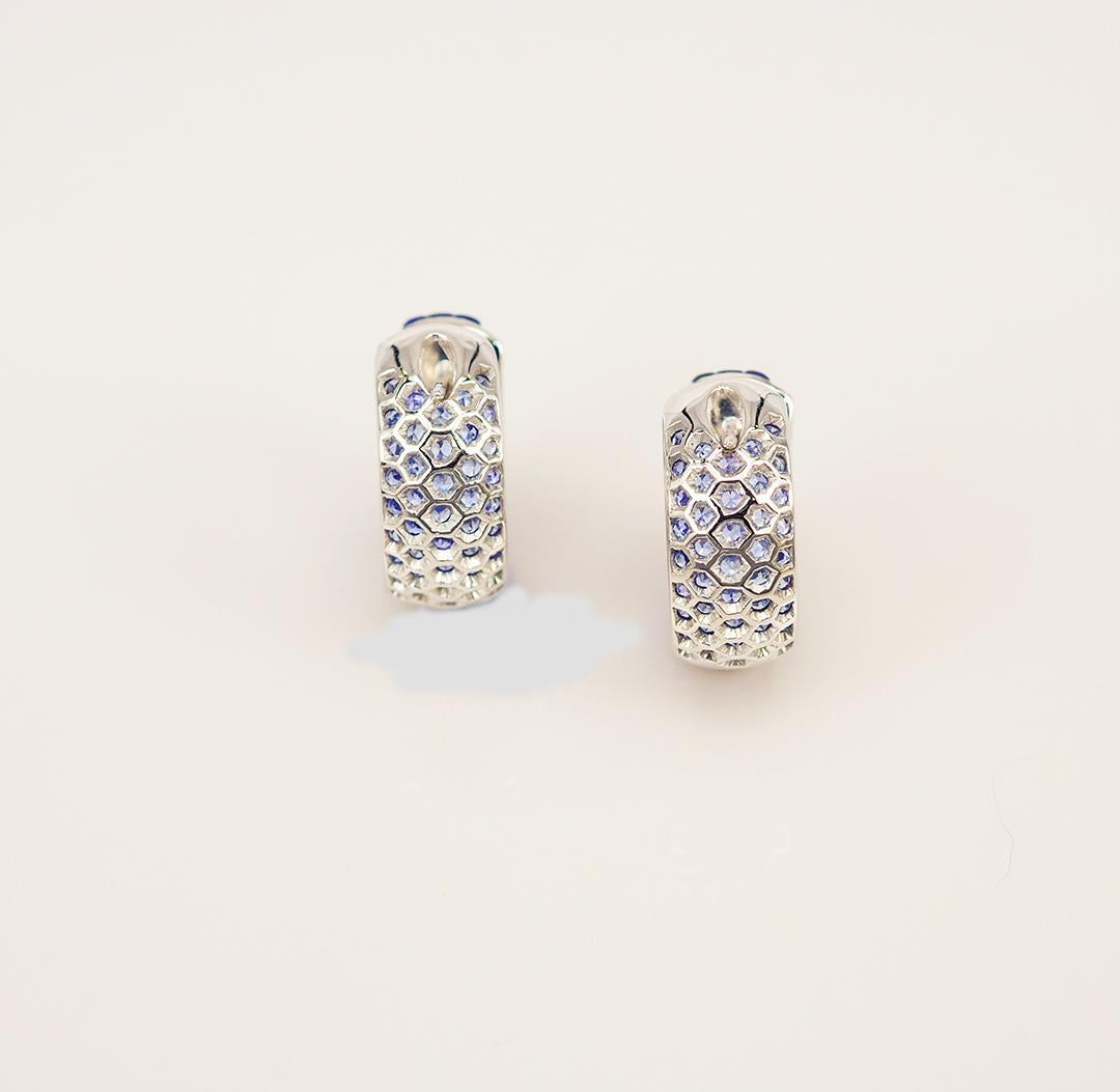 diamond and sapphire hoop earrings