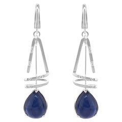 18 Karat Weißgold Saphir-Laternen 6,74 Karat intensiver blauer Saphir-Ohrring