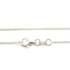 18k White Gold Sapphire w/ Diamond Halo Solitaire Slide Pendant Necklace