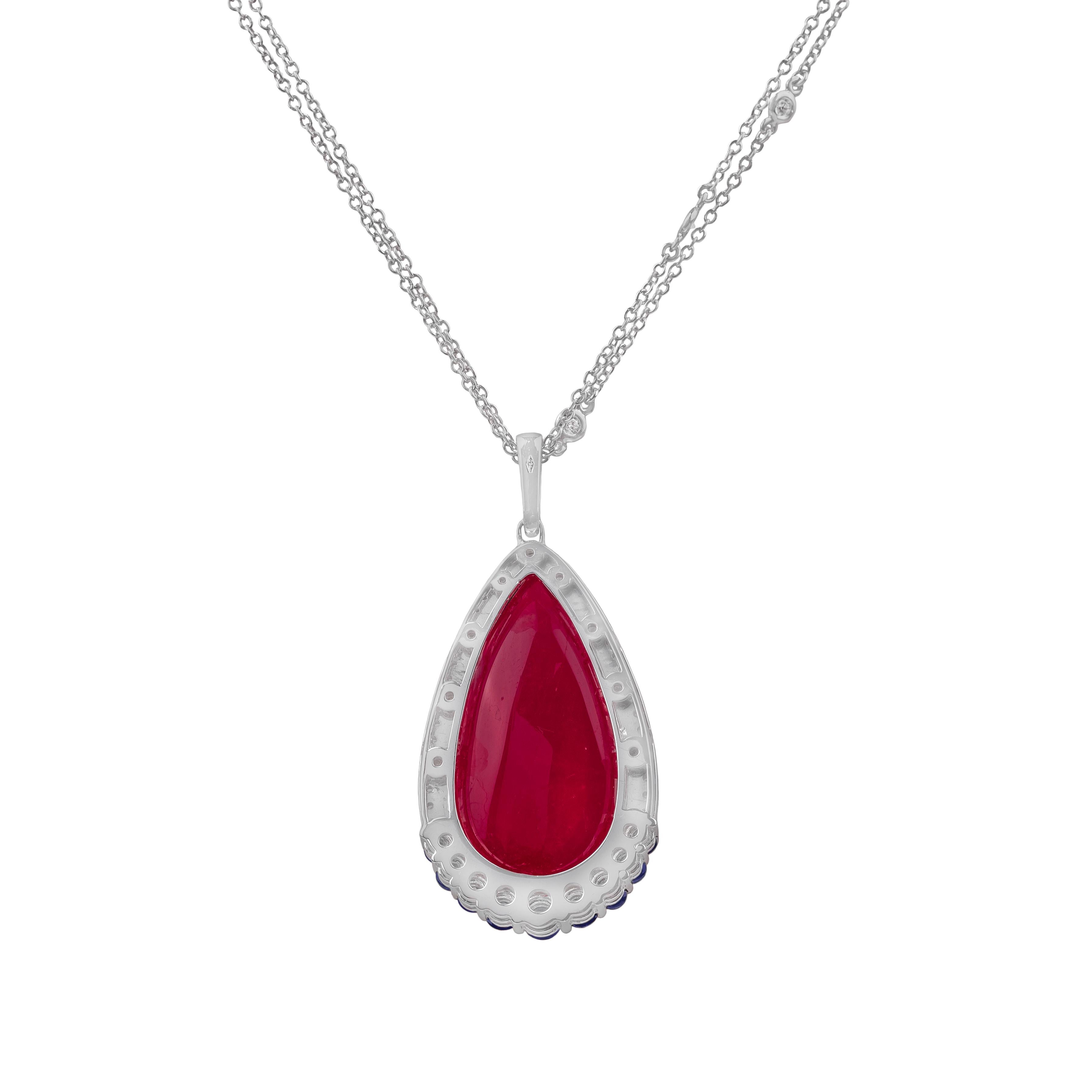 ruby and white stone necklace