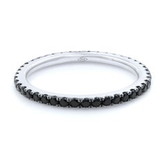 18 Karat White Gold Scoop Pave Round Black Diamond Eternity Band 0.54 Carat