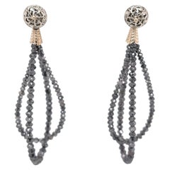 18k White Gold Scroll Studs with 25.75 Carat Gray Diamond Jackets