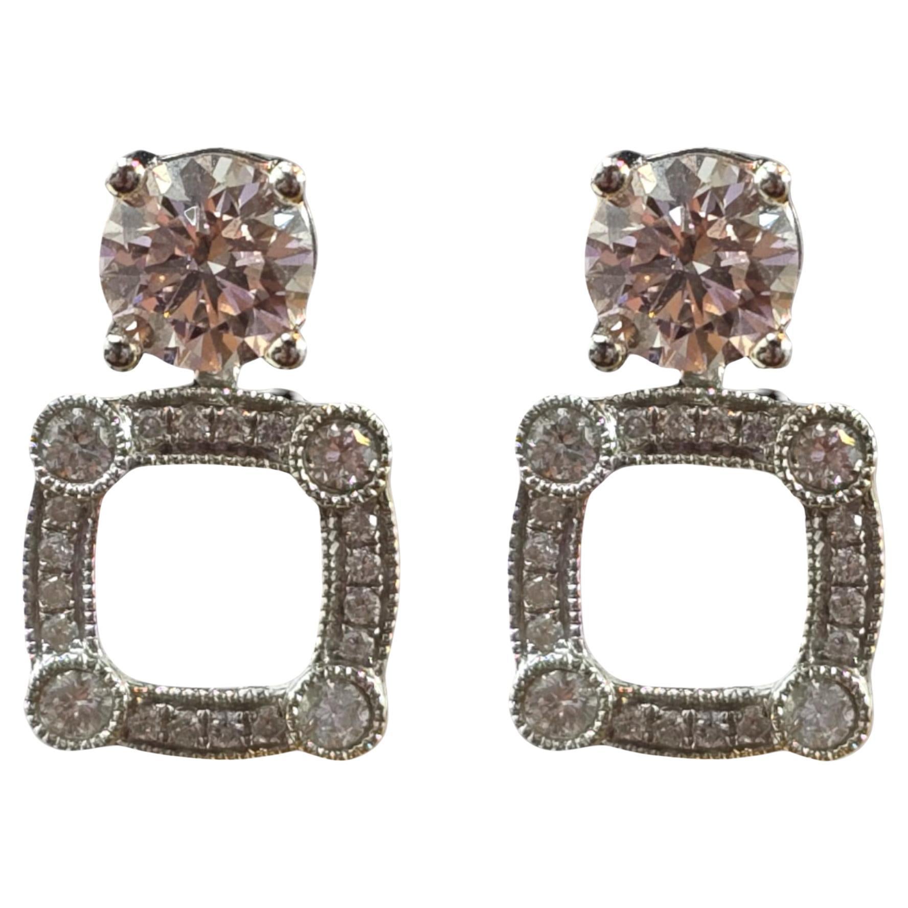 18K White Gold Semi-Mount Diamond Stud Earrings