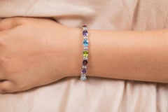 18K White Gold Semi-Precious Gemstone Diamond Bracelet