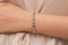 18K White Gold Semi Precious Gemstone Diamond Bracelet