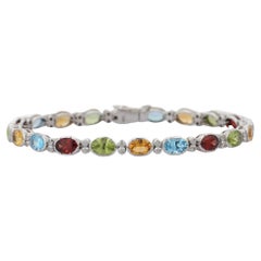 18K White Gold Semi Precious Gemstone Diamond Bracelet