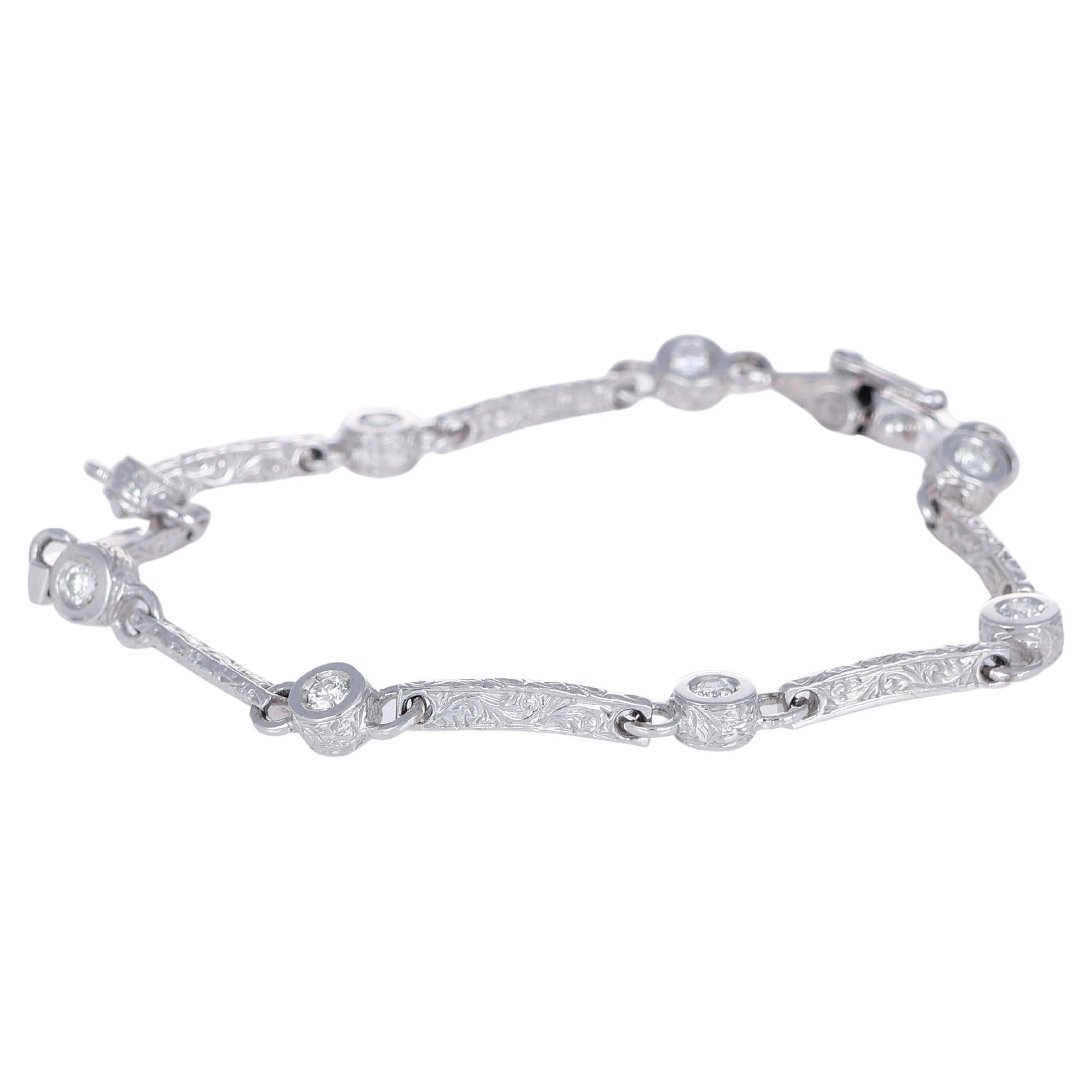 18K White Gold Semi-Rigid Bracelet with Diamond Bars