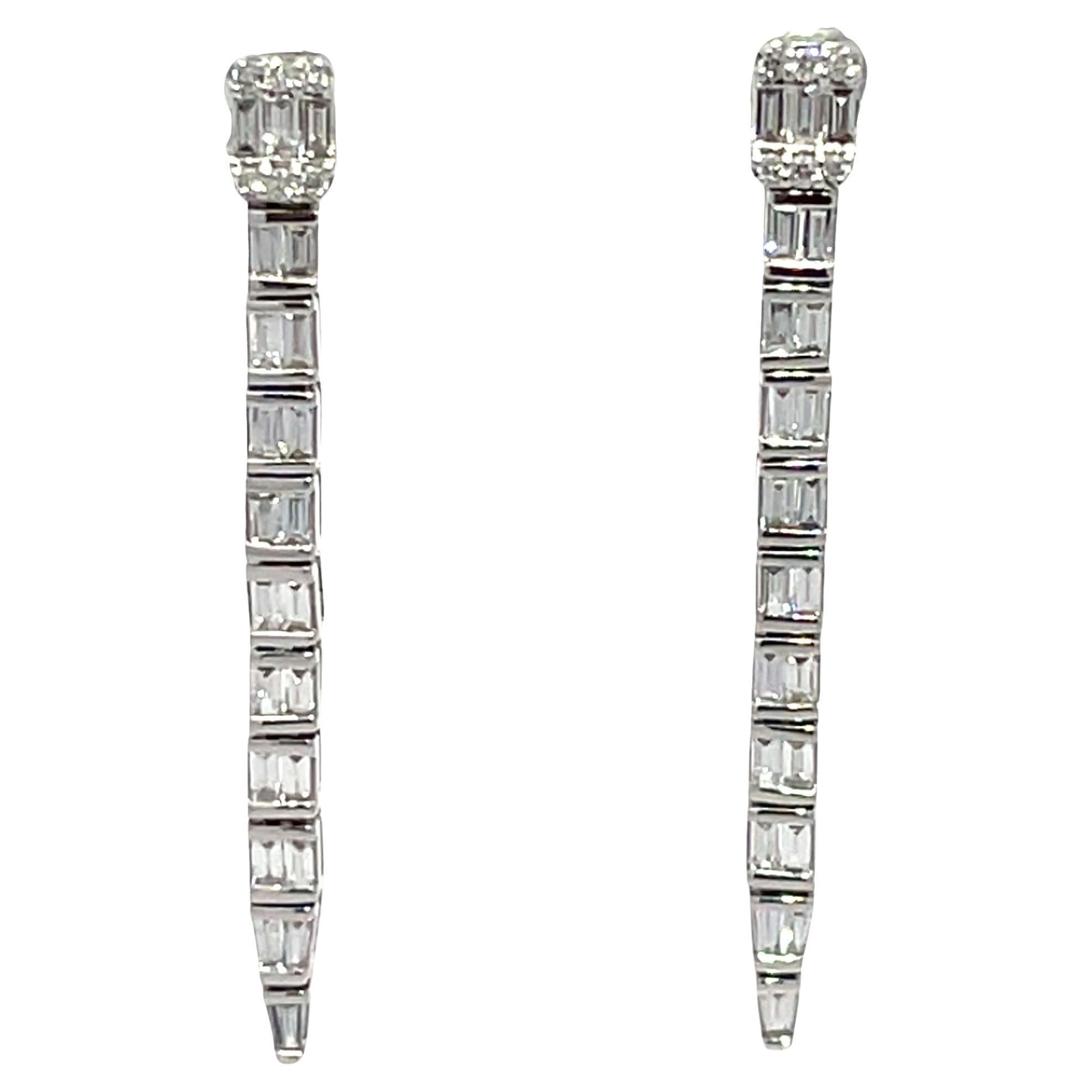 18K White Gold Serpent Design Diamond Drop Earrings