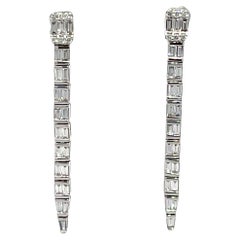 18K White Gold Serpent Design Diamond Drop Earrings