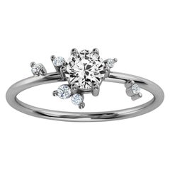 18K White Gold Shayna Petite Design Round Diamond Ring 'Center, 1/3 Carat'