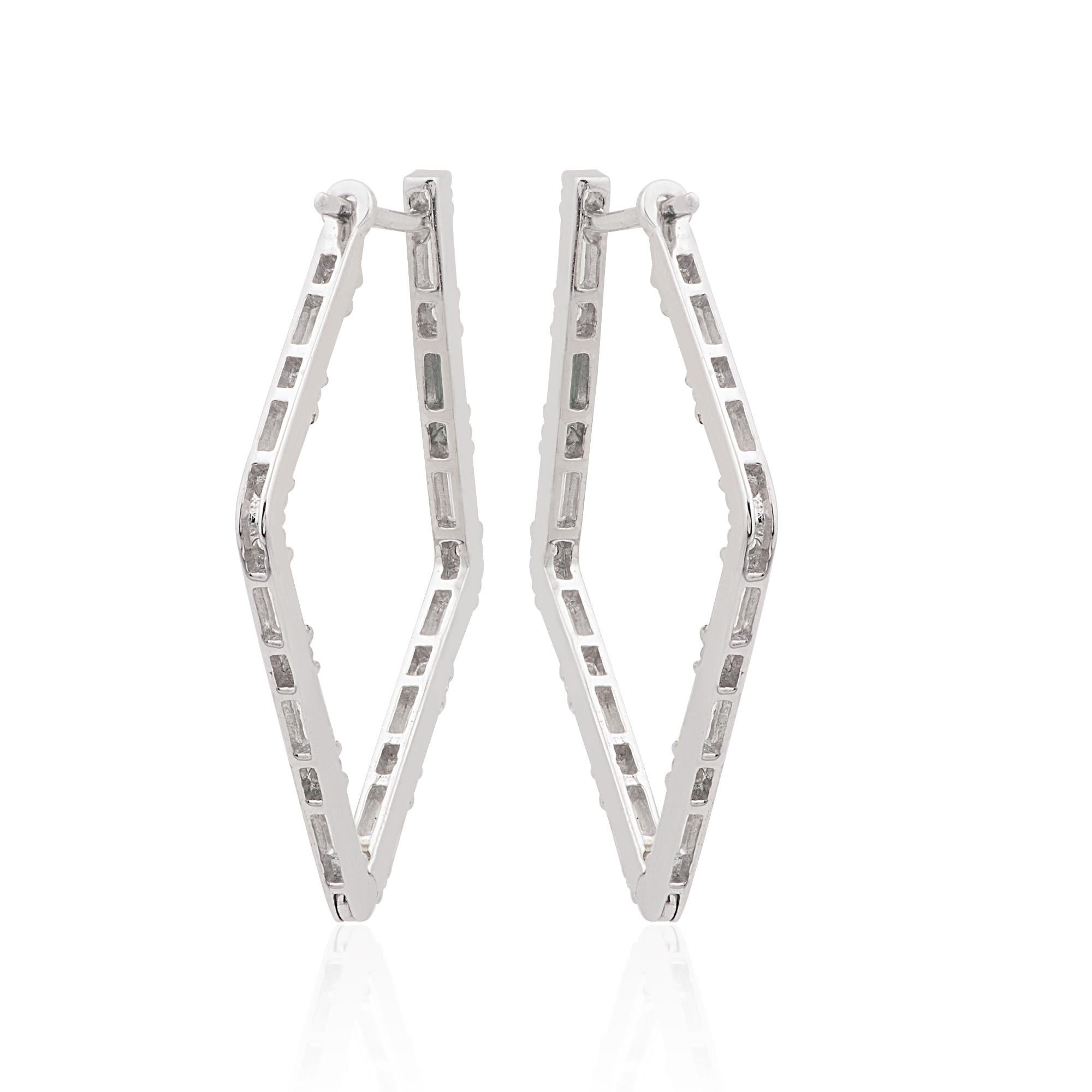 Boucles d'oreilles géométriques en or blanc 18k SI/H 1.60Ct Natural Diamond pour femmes Pour femmes en vente