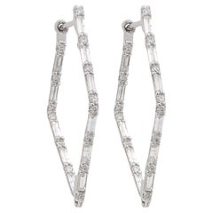Boucles d
oreilles géométriques en or blanc 18k SI/H 1.60Ct Natural Diamond pour femmes