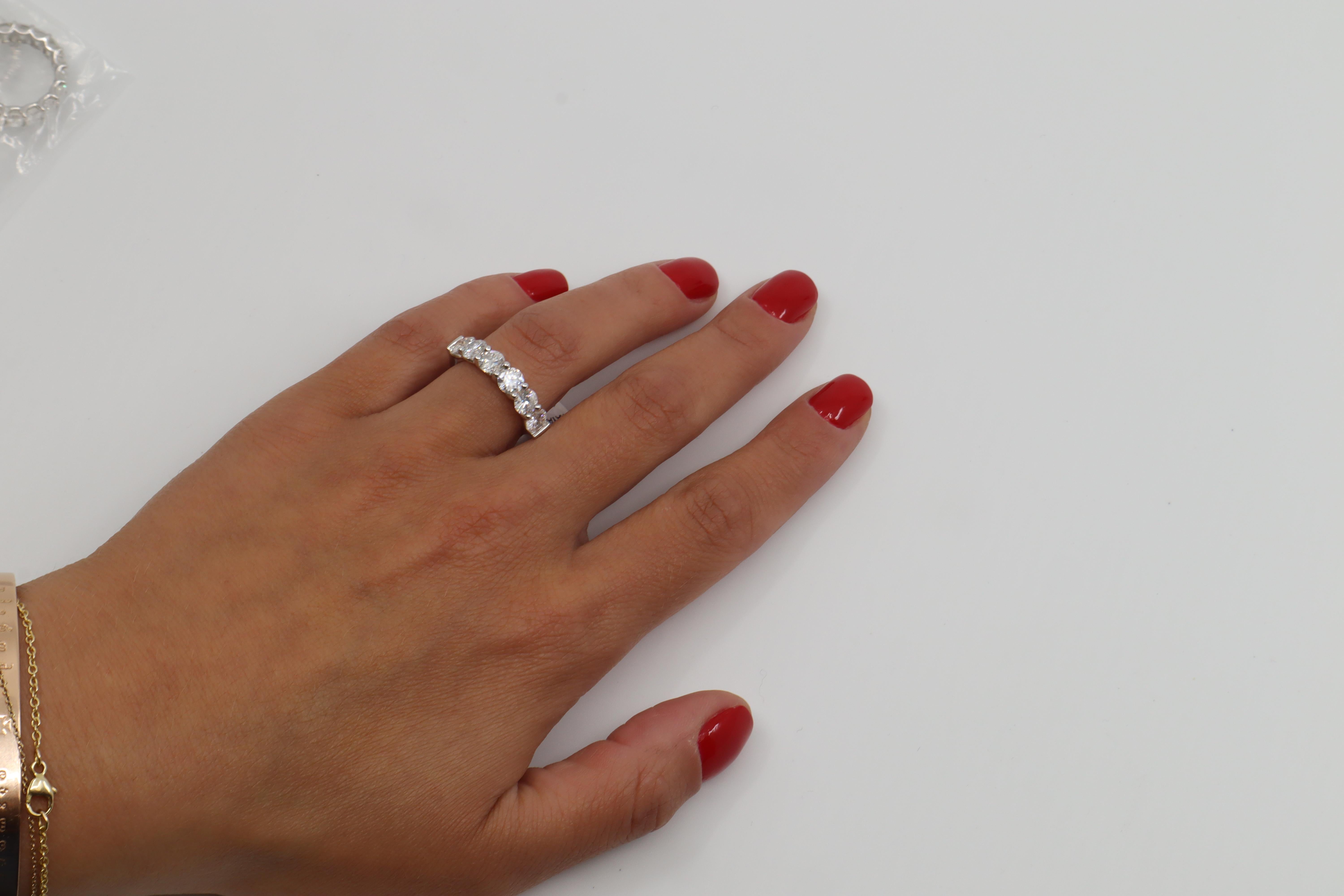 Modern 18 Karat White Gold Signature U-Shape Round Diamond Anniversary Ring 1.82 Carat
