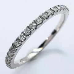 18K White Gold Skinny Diamond Pavé Eternity Band Wedding Stacking Ring