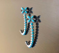 18K White Gold Sleeping Beauty Turquoise Drop Earrings