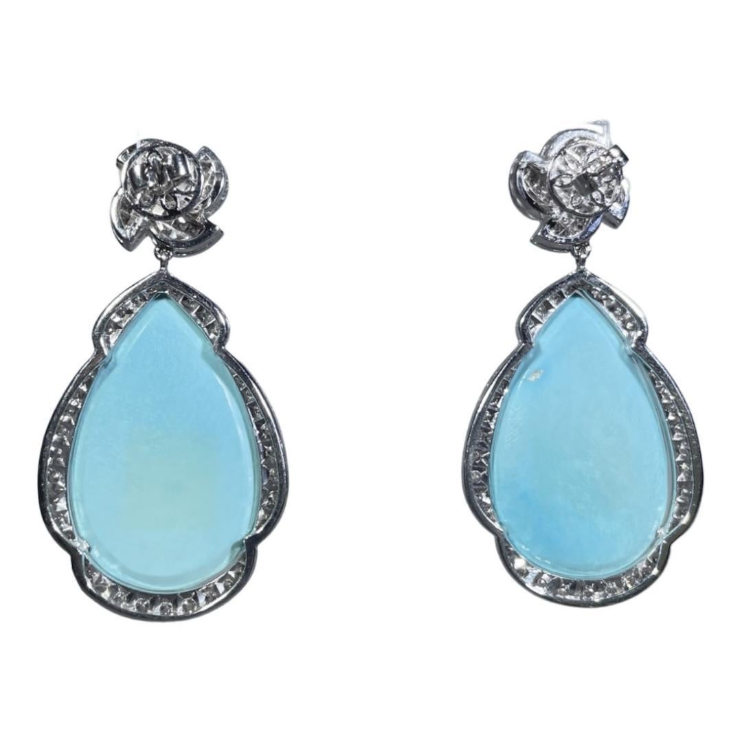 white gold turquoise earrings