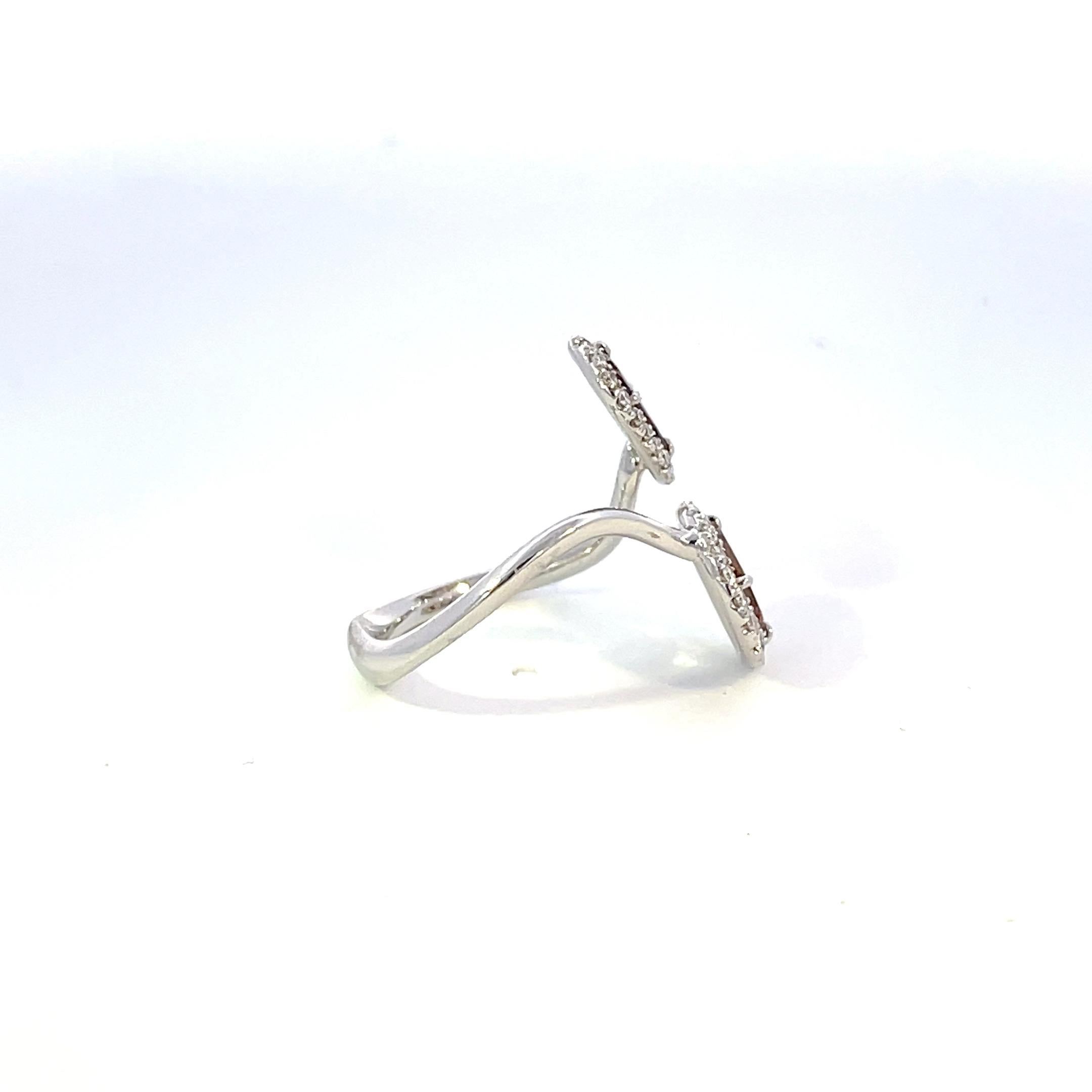 Women's 18K White Gold Slice Diamond Ring For Sale