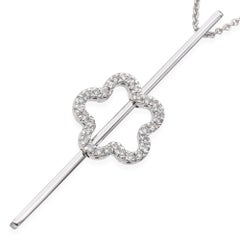 18k White Gold Sliding Diamond Flower Pendant Necklace
