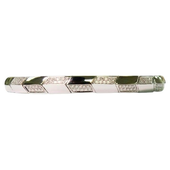 18K White Gold Slim Diamond Bangle with Natural Diamonds IdunnCollection