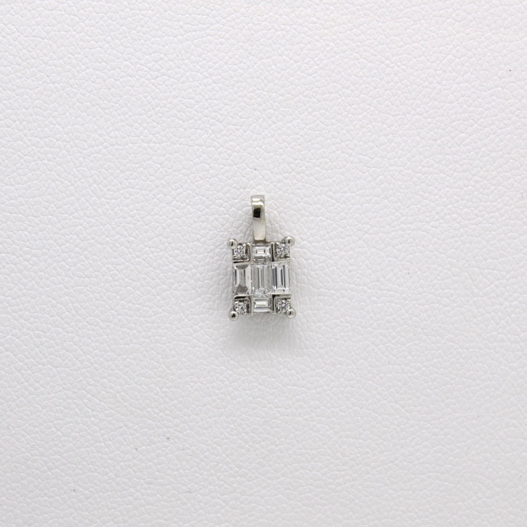 Men's 18K White Gold Small Diamond Pendant - A Delicate Touch of Glamour For Sale
