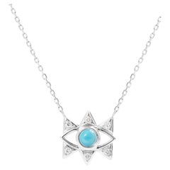 18K White Gold Small Evil Eye Necklace