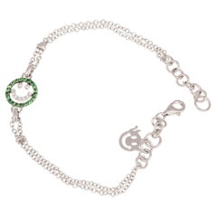 18K White Gold Smile Bracelet with Diamonds and Tsavorites