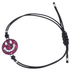 18K White Gold Smile Bracelet with Rubies and Diamonds