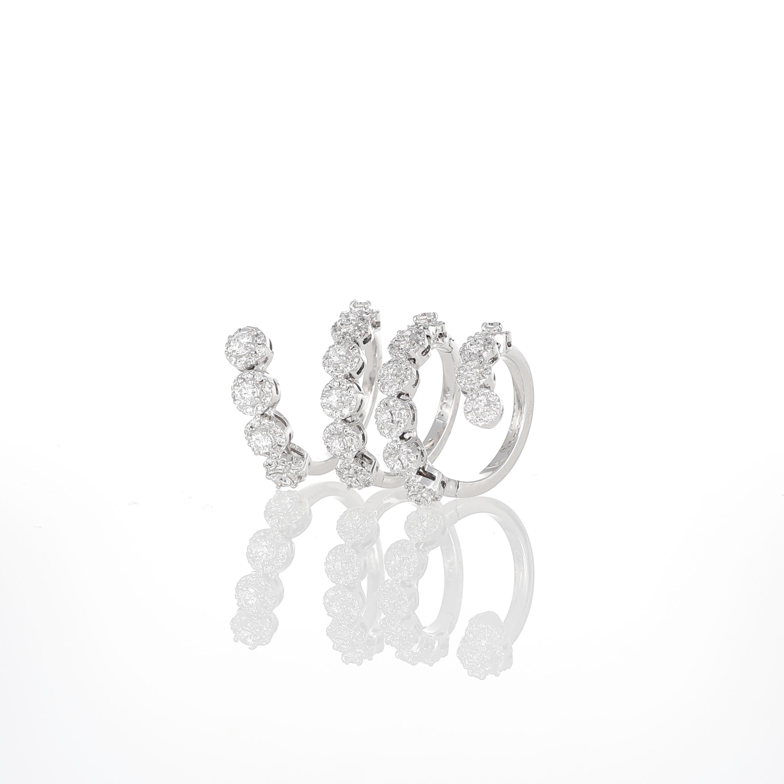 Brilliant Cut 18K White Gold Snake Ring with Diamonds For Sale