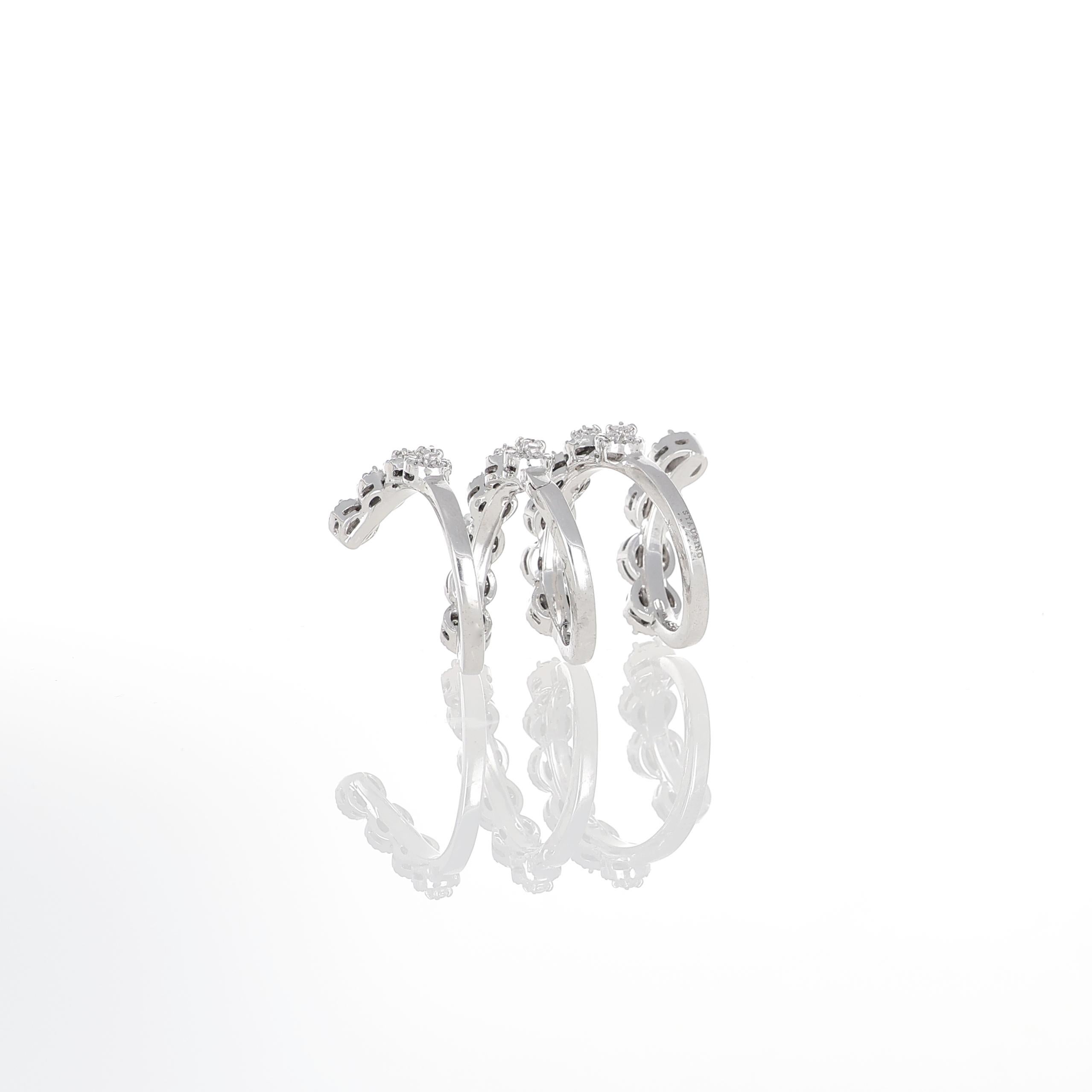 Women's or Men's 18K White Gold Snake Ring with Diamonds For Sale