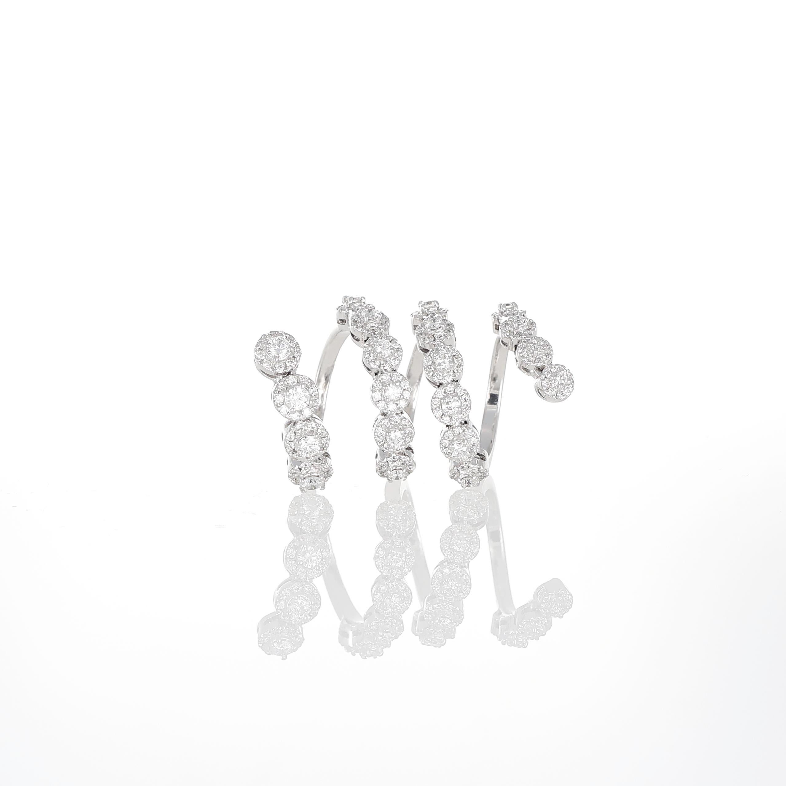 18K White Gold Snake Ring with Diamonds For Sale 2