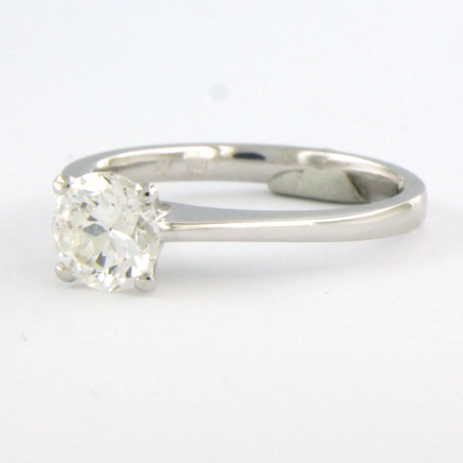 18 Karat Weißgold Solitär-Ring mit HRD-zertifiziertem Diamant 1,05 Karat F P1 (Brillantschliff) im Angebot