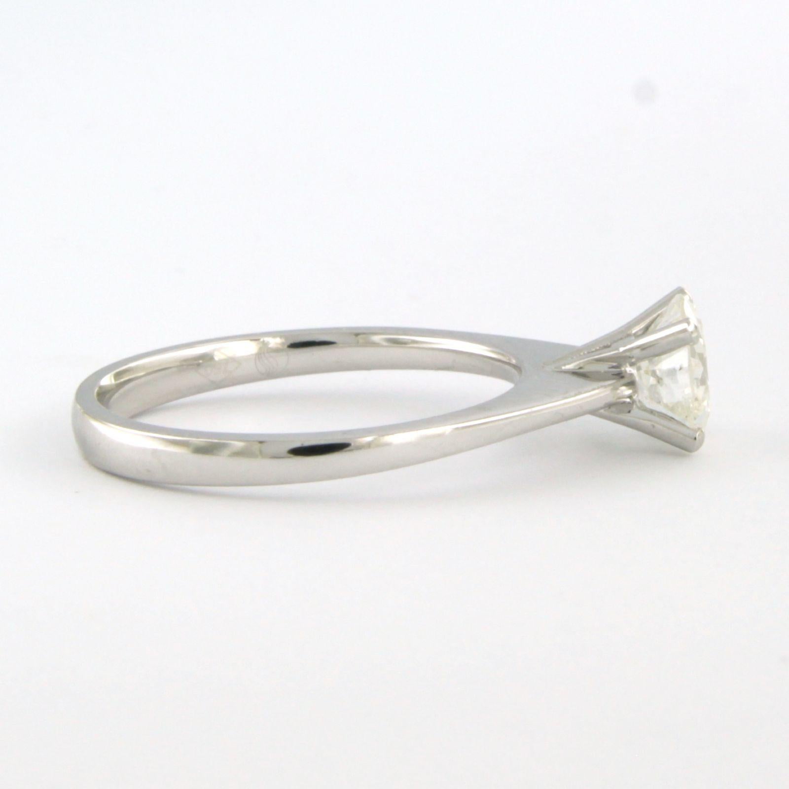 18 Karat Weißgold Solitär-Ring mit HRD-zertifiziertem Diamant 1,05 Karat F P1 im Angebot 1
