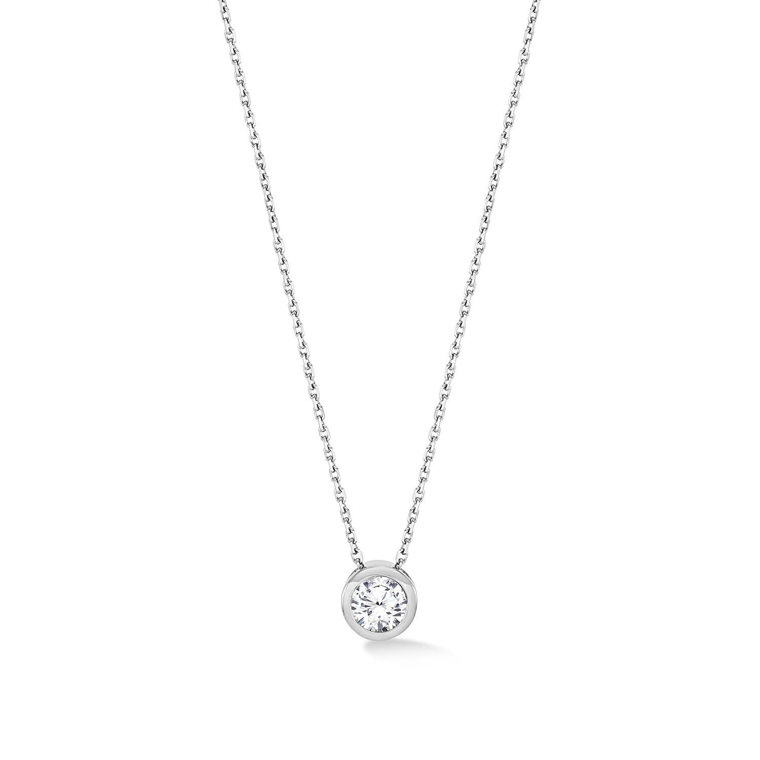 Taglio rotondo Ciondolo con diamante solitario a cascata in oro bianco 18k in vendita
