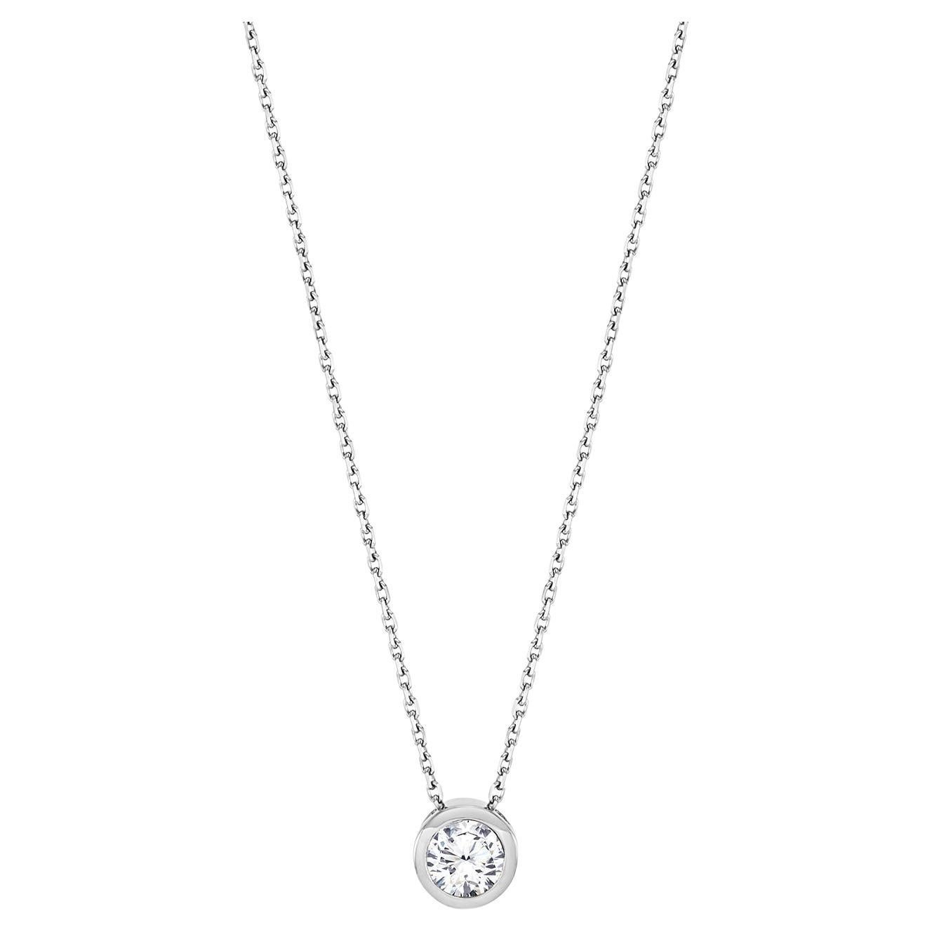 Ciondolo con diamante solitario a cascata in oro bianco 18k