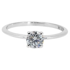 18k White Gold Solitaire Engagement Ring 0.51ct Natural Diamond IGI Certified