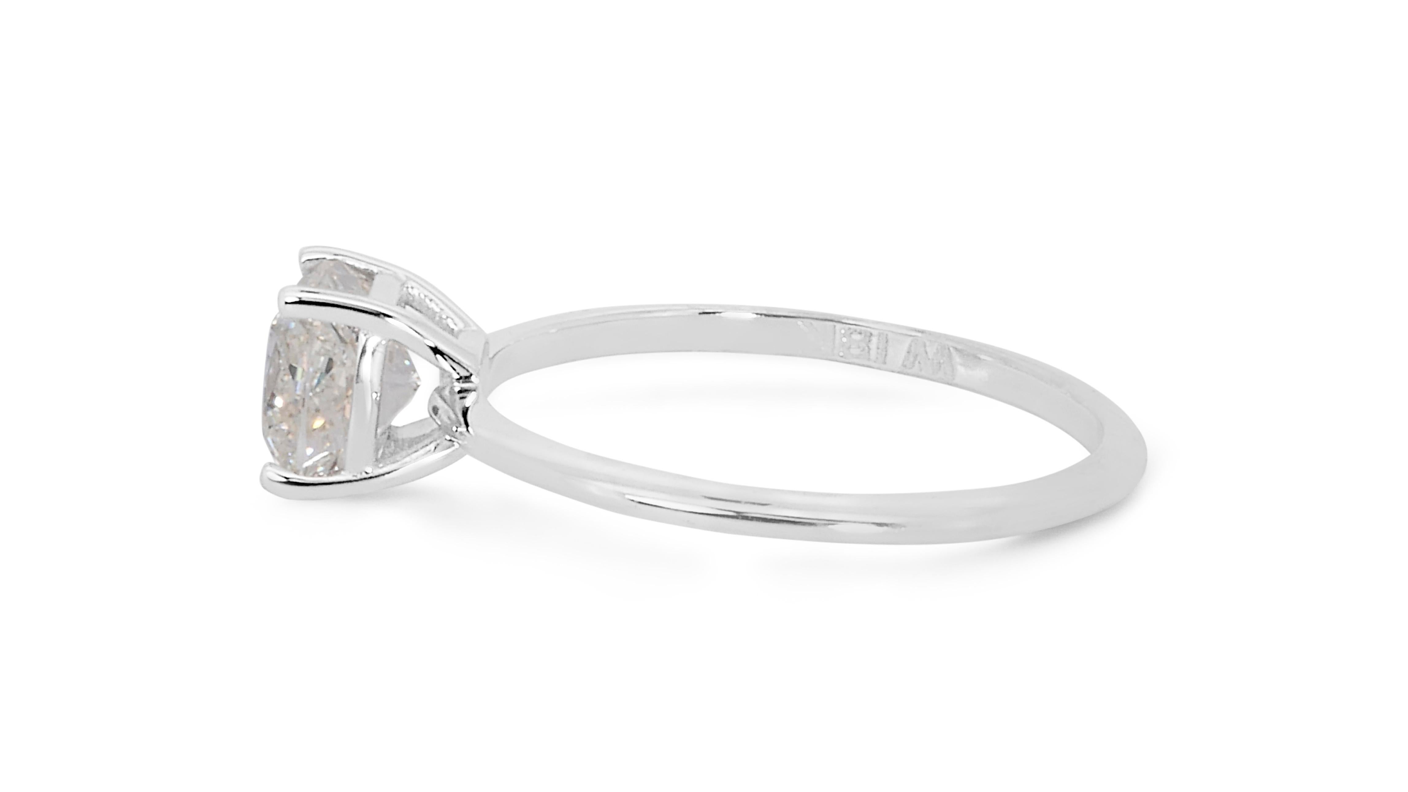Women's 18k White Gold Solitaire Engagement Ring w/ 1.21 Carat Natural Diamonds IGI Cert
