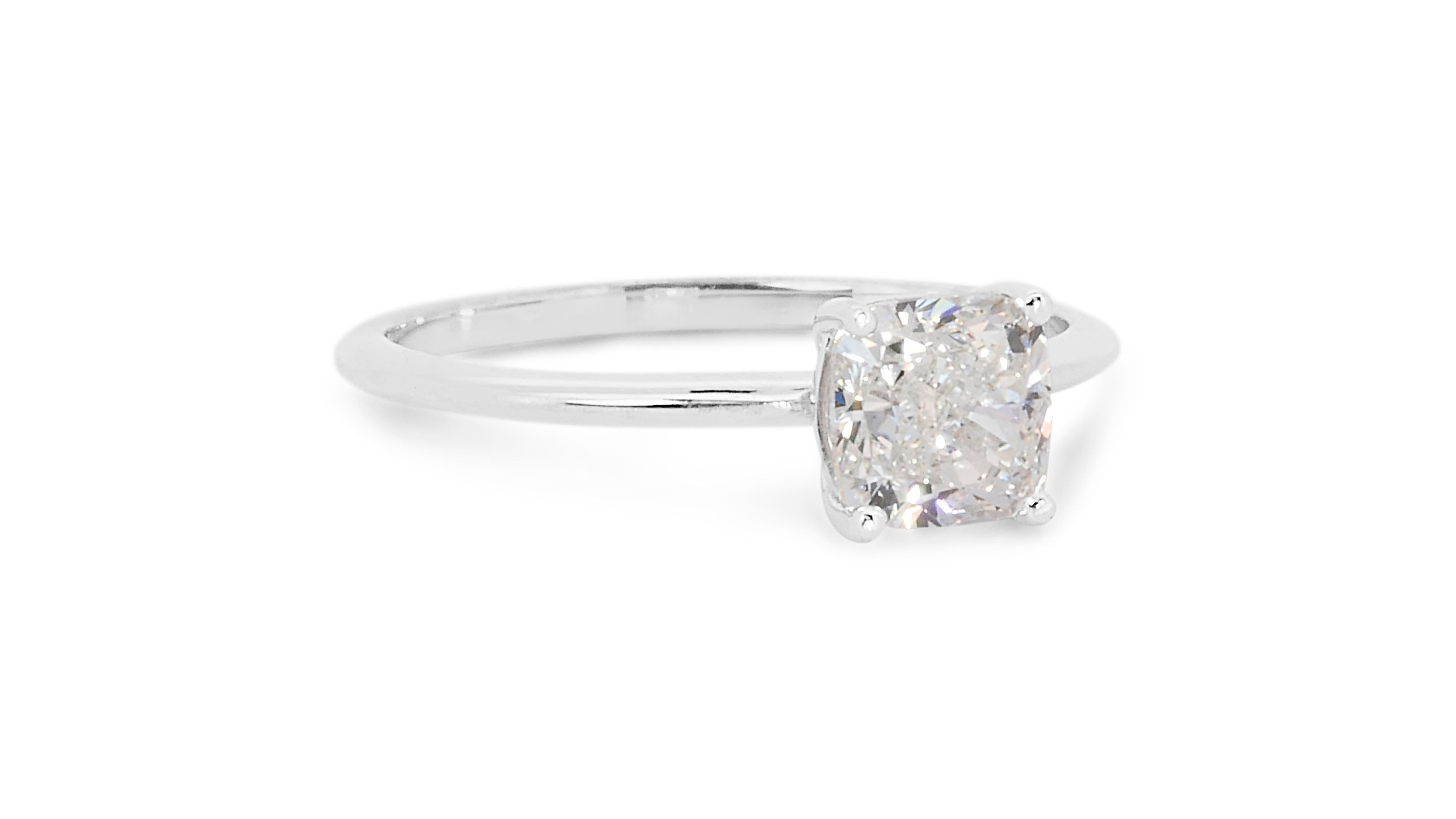 18k White Gold Solitaire Engagement Ring w/ 1.21 Carat Natural Diamonds IGI Cert 1