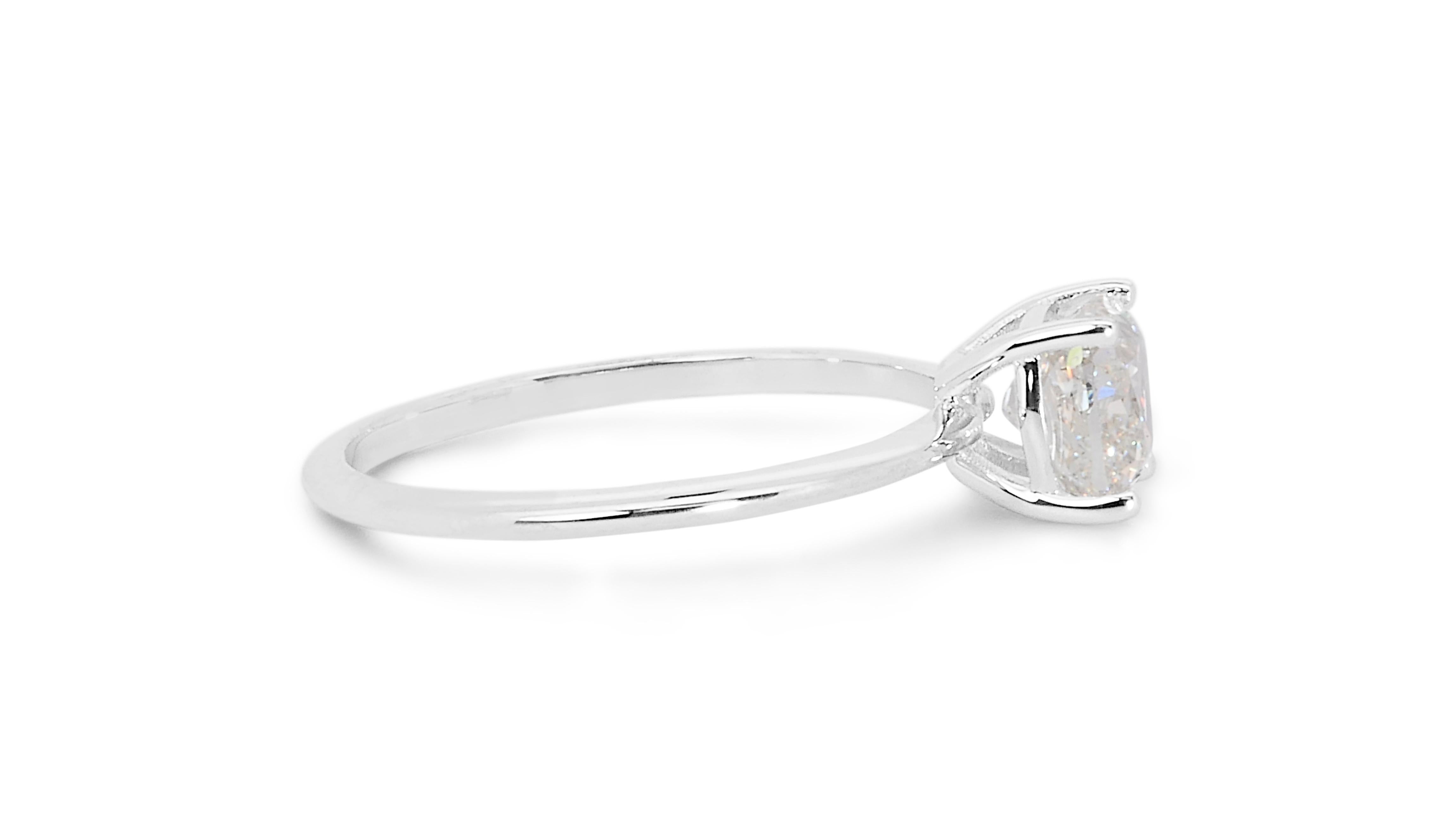 18k White Gold Solitaire Engagement Ring w/ 1.21 Carat Natural Diamonds IGI Cert 2