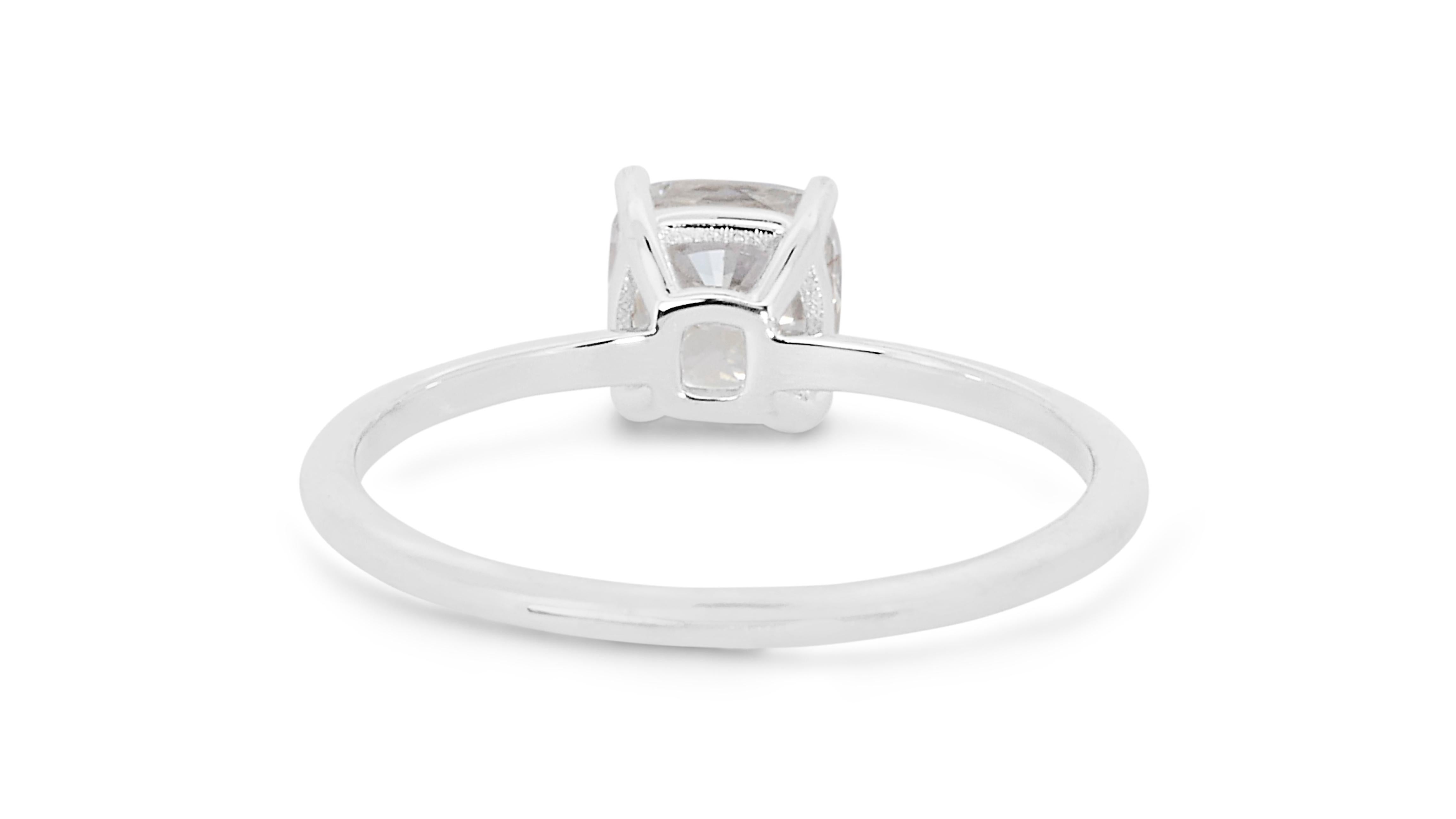 18k White Gold Solitaire Engagement Ring w/ 1.21 Carat Natural Diamonds IGI Cert 3