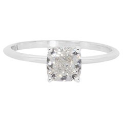 18k White Gold Solitaire Engagement Ring w/ 1.21 Carat Natural Diamonds IGI Cert